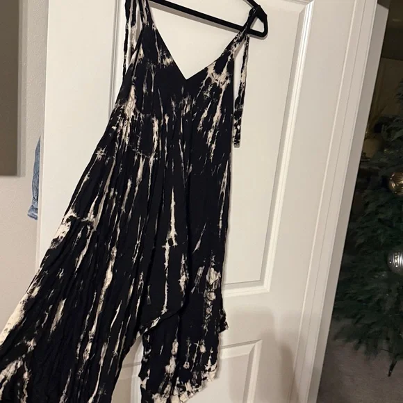 Boho Tye Dye Black and Cream Jumpsuit - Picture 7 of 7